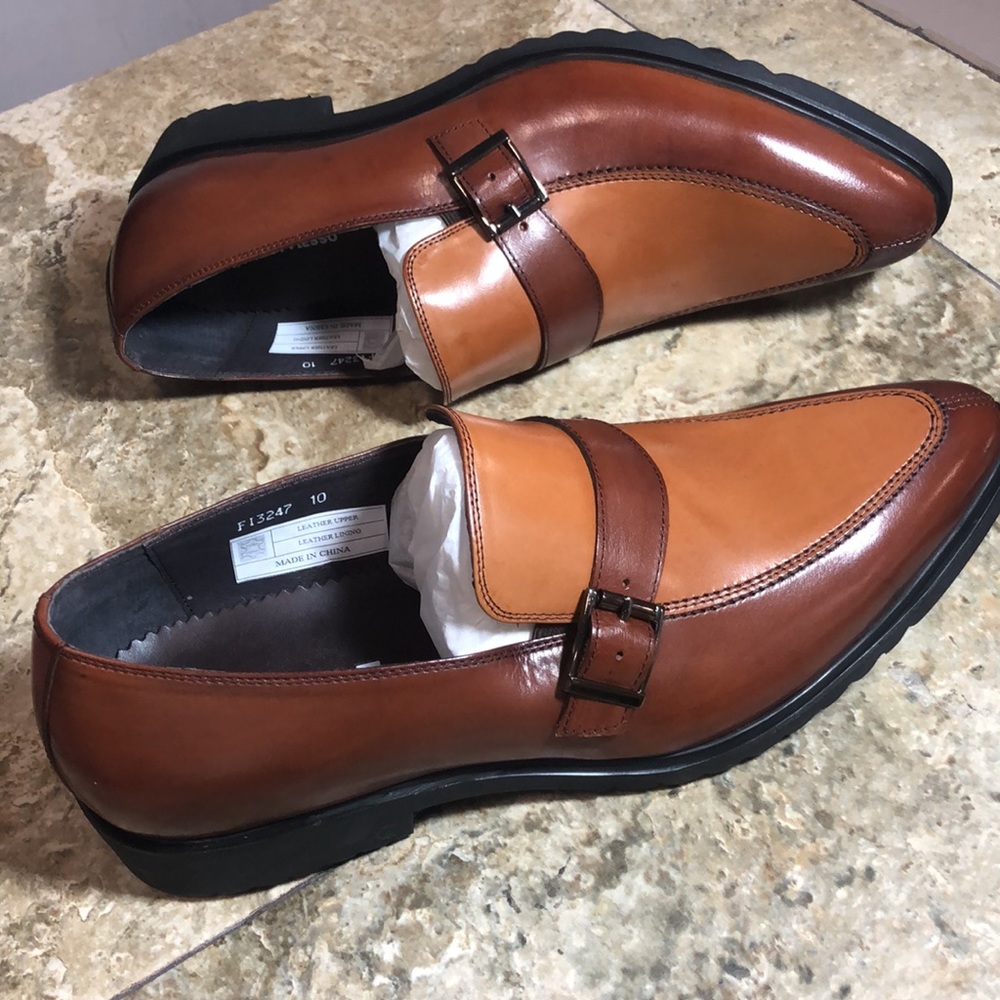 NWB Encore Fiesso Genuine Leather dress SHOE Monk Strap FI3247 wedding suit - Picture 6 of 6